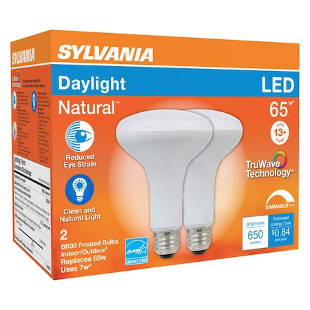 Natural BR30 E26 (Medium) LED Floodlight Bulb Daylight 65 W , 2PK